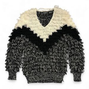 Vintage Answers Shaggy Texture Cardigan L Boho Quirky Kitschy Punk Goth Rockstar